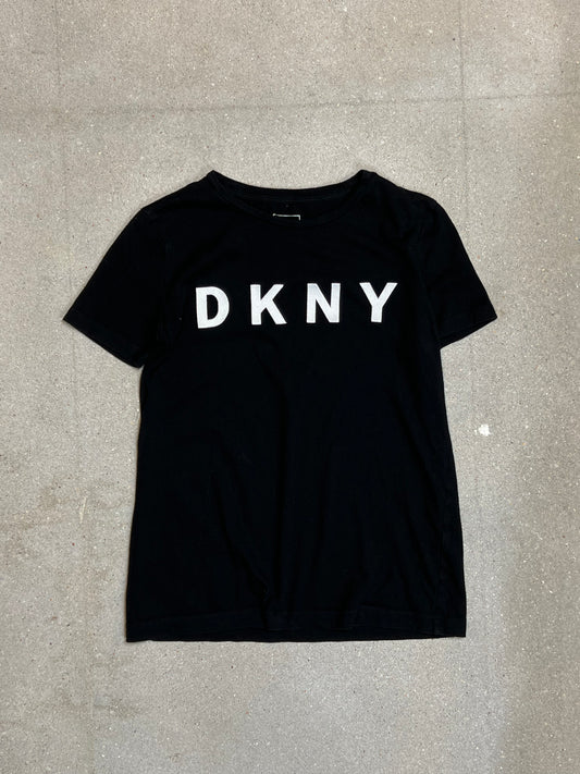 BLACK VINTAGE DKNY DONNA KAREN NEW YORK LOGO T-SHIRT (XXS)