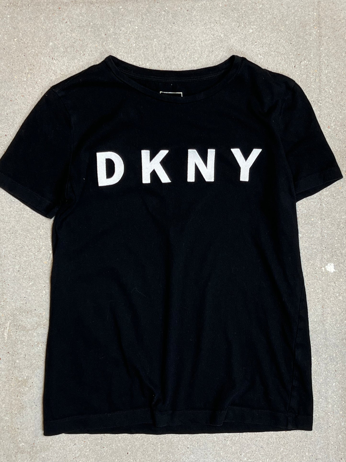 SCHWARZES VINTAGE-T-SHIRT MIT DKNY-DONNA-KAREN-NEW-YORK-LOGO (XXS)