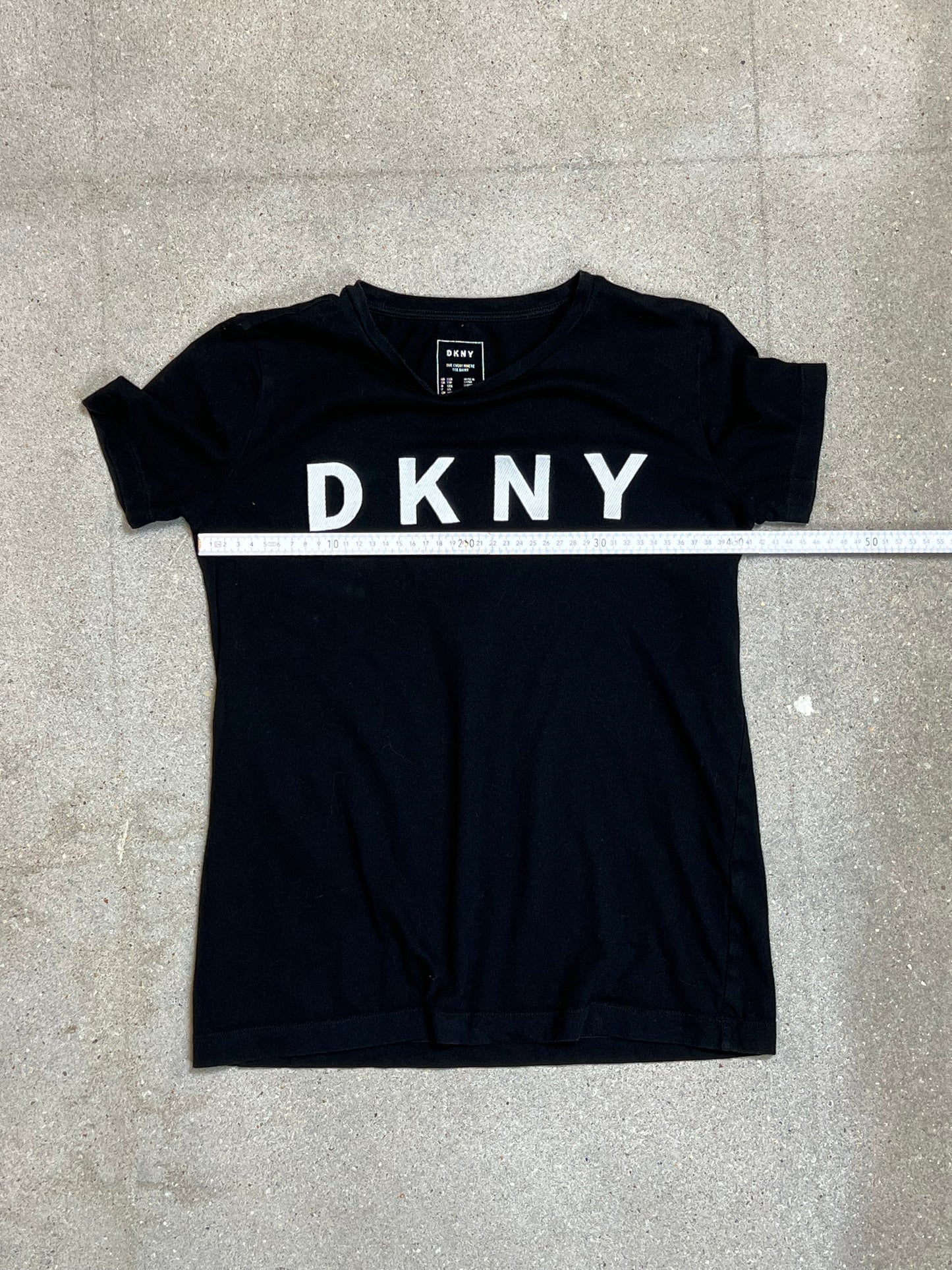 SCHWARZES VINTAGE-T-SHIRT MIT DKNY-DONNA-KAREN-NEW-YORK-LOGO (XXS)