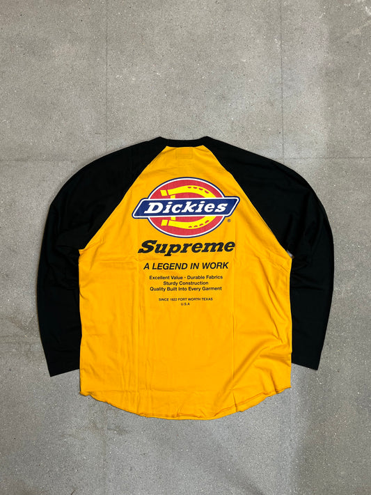 GOLD BLACK SUPREME ® x DICKIES ® RAGLAN L/S TEE (LARGE)