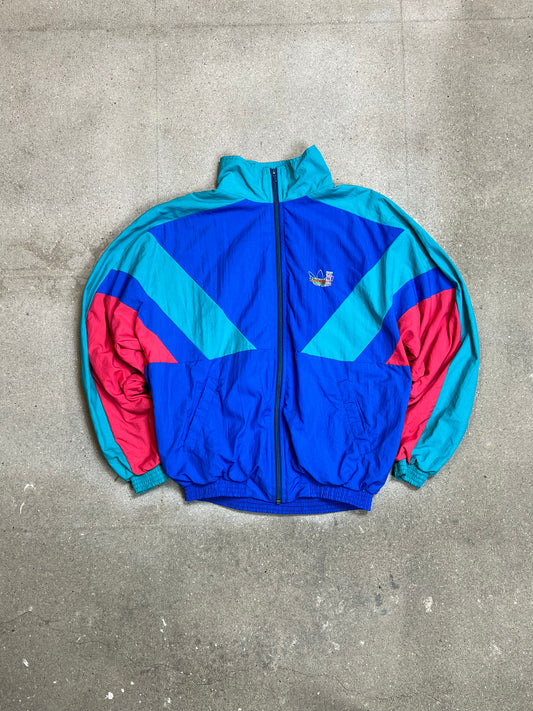 VINTAGE 80s ADIDAS MADE IN SPAIN BOXY ZIP TRACK JACKET WINDBREAKER (MEDIUM)