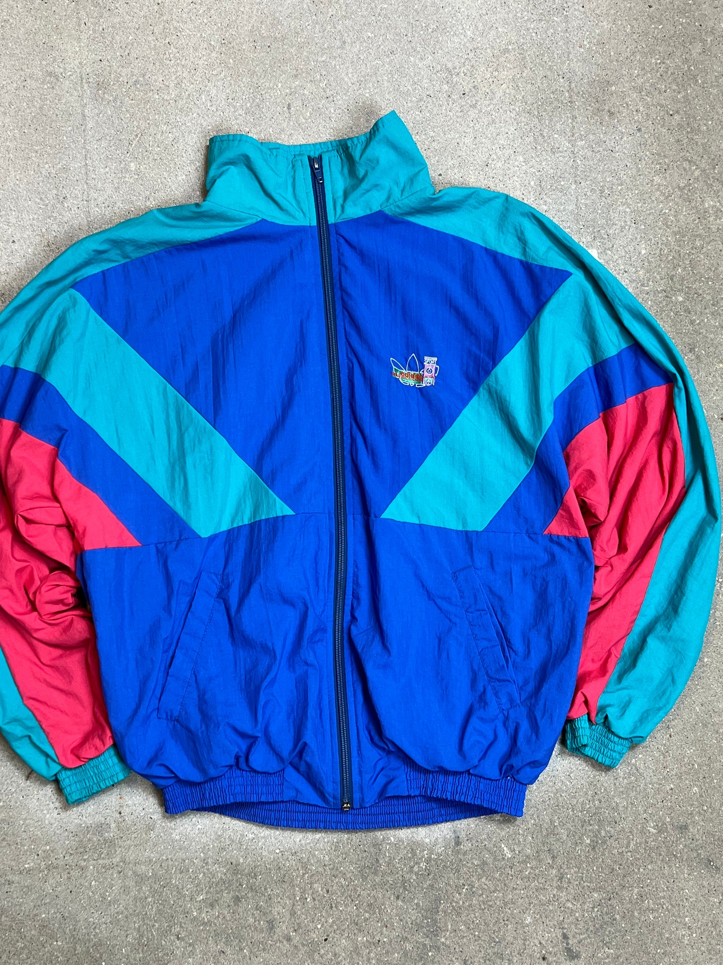 SCHWARZE VINTAGE ADIDAS ZIP TRAININGSJACKE (XL)