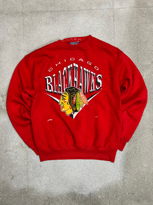 LEE Sports Red Chicago BlackHawks NHL Varsity Sweatshirt (Large)