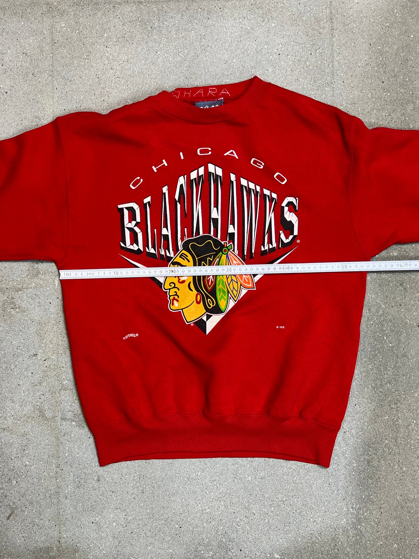 LEE Sports Red Chicago BlackHawks NHL Varsity Sweatshirt (Large)