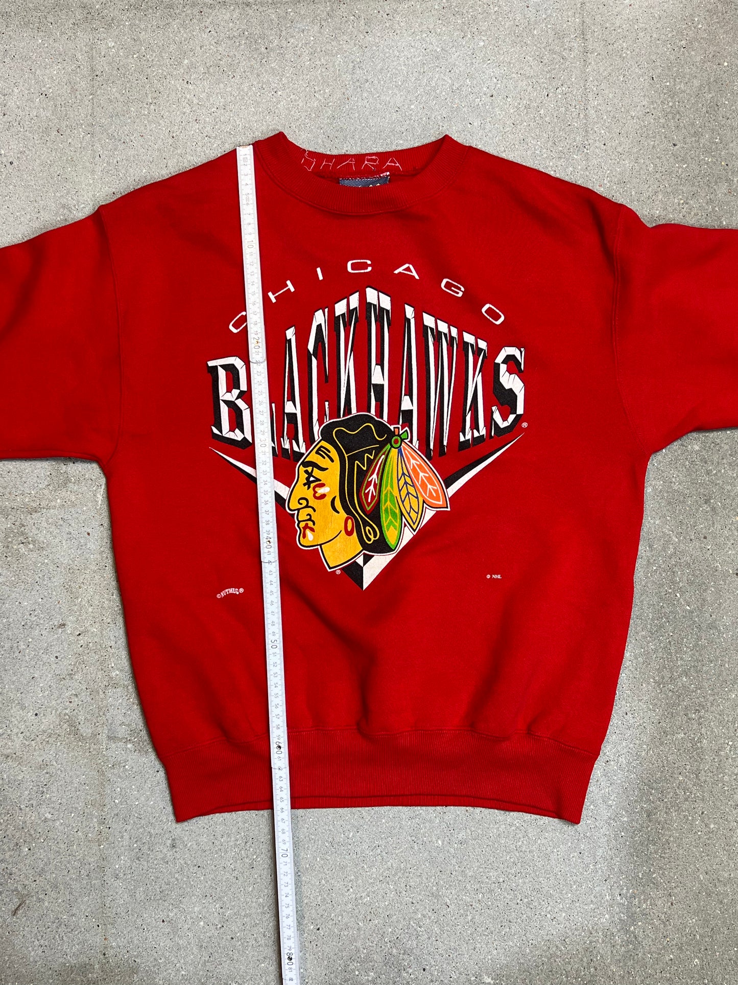 LEE Sports Red Chicago BlackHawks NHL Varsity Sweatshirt (Large)