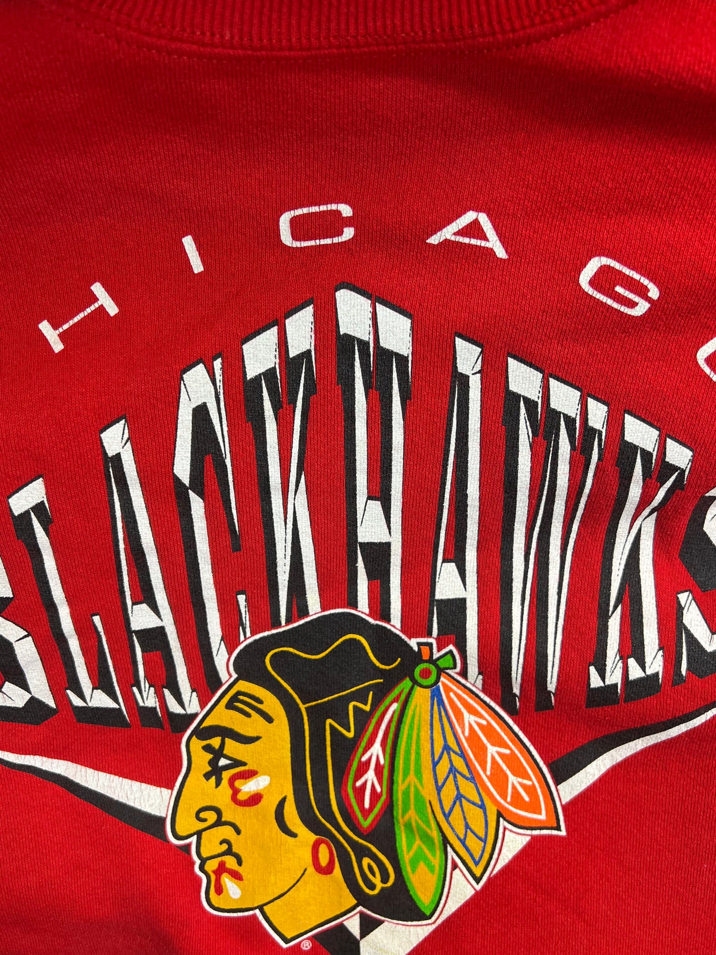 LEE Sports Red Chicago BlackHawks NHL Varsity Sweatshirt (Large)