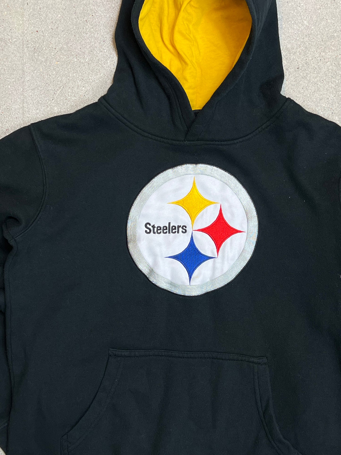 Black Pittsburgh Steelers NFL Varsity Hoodie (Small)(Youth 18-20)
