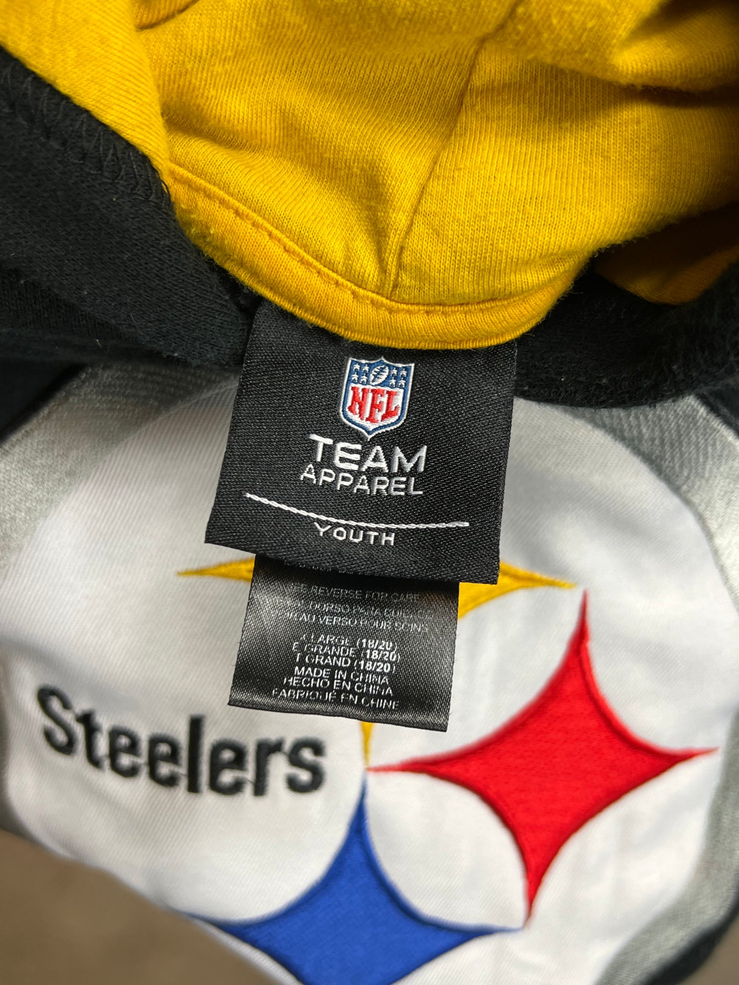 Black Pittsburgh Steelers NFL Varsity Hoodie (Small)(Youth 18-20)