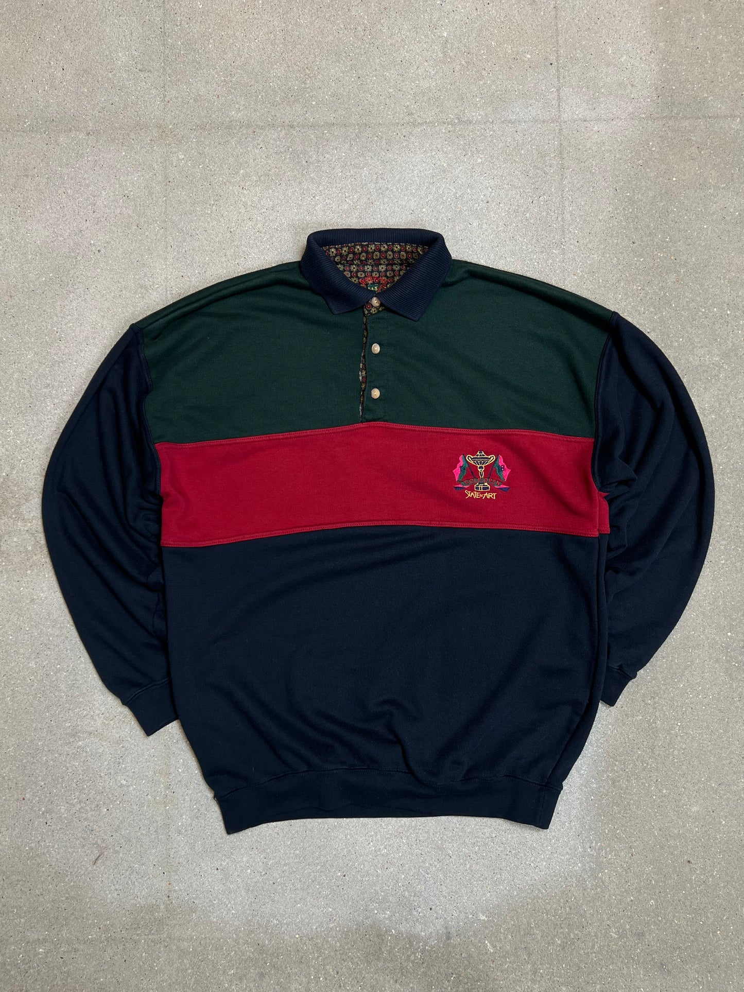 Vintage 90s State of Art Golf Open Rugby Longsleeve Polo (Large)