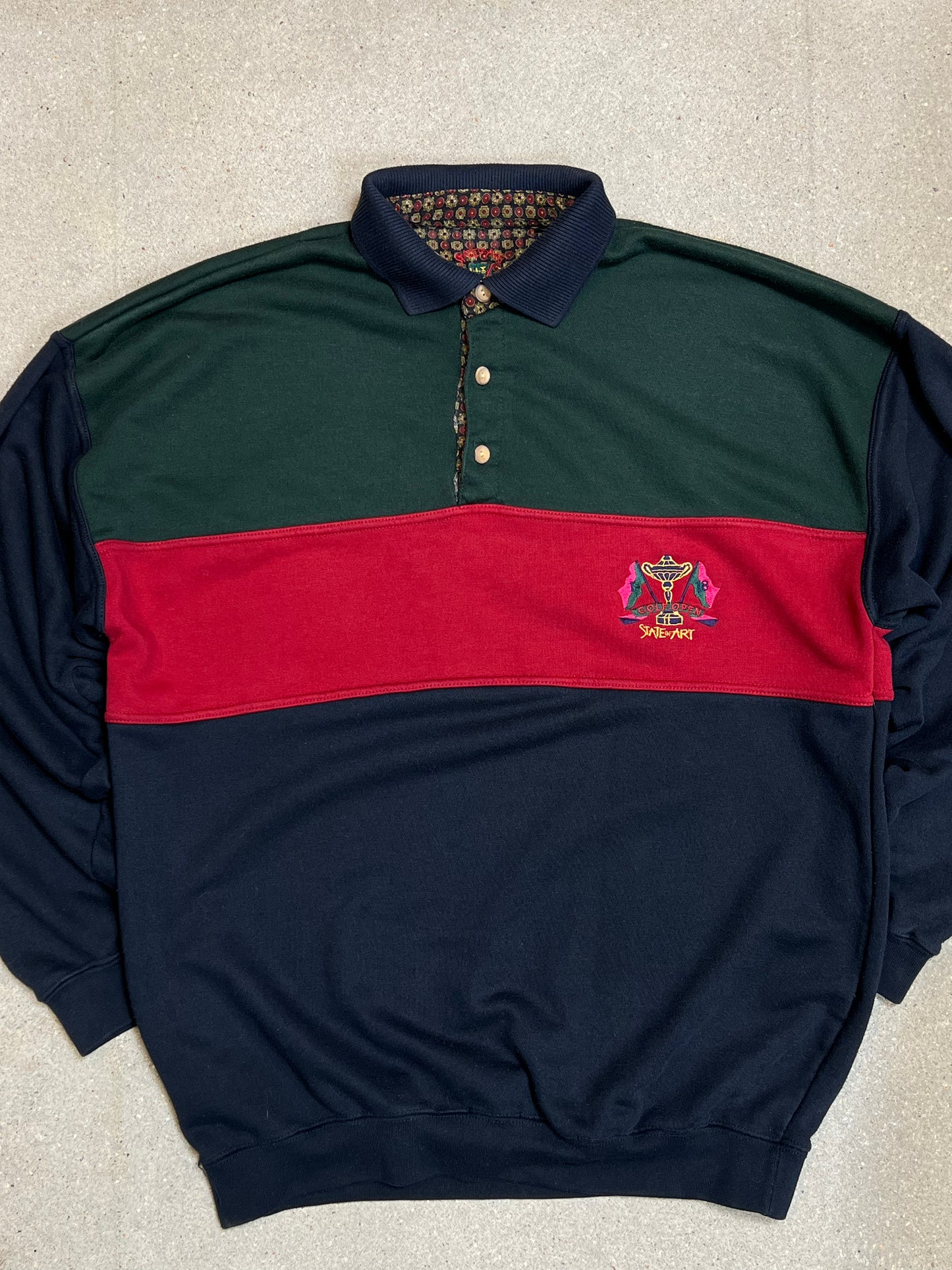 Vintage 90s State of Art Golf Open Rugby Longsleeve Polo (Large)