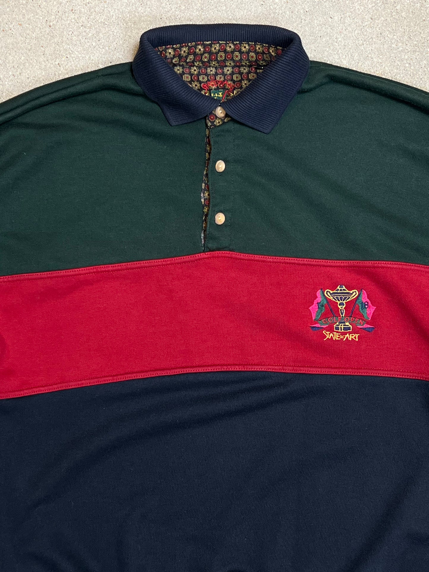 Vintage 90s State of Art Golf Open Rugby Longsleeve Polo (Large)