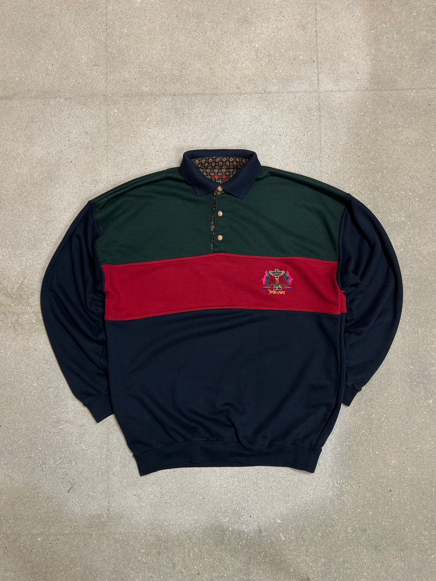 Vintage 90s State of Art Golf Open Rugby Longsleeve Polo (Large)