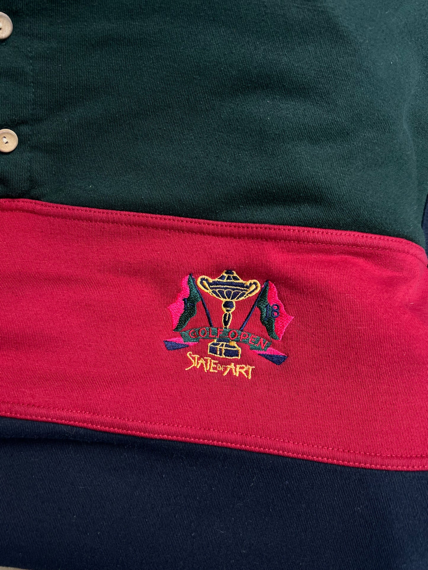 Vintage 90s State of Art Golf Open Rugby Longsleeve Polo (Large)