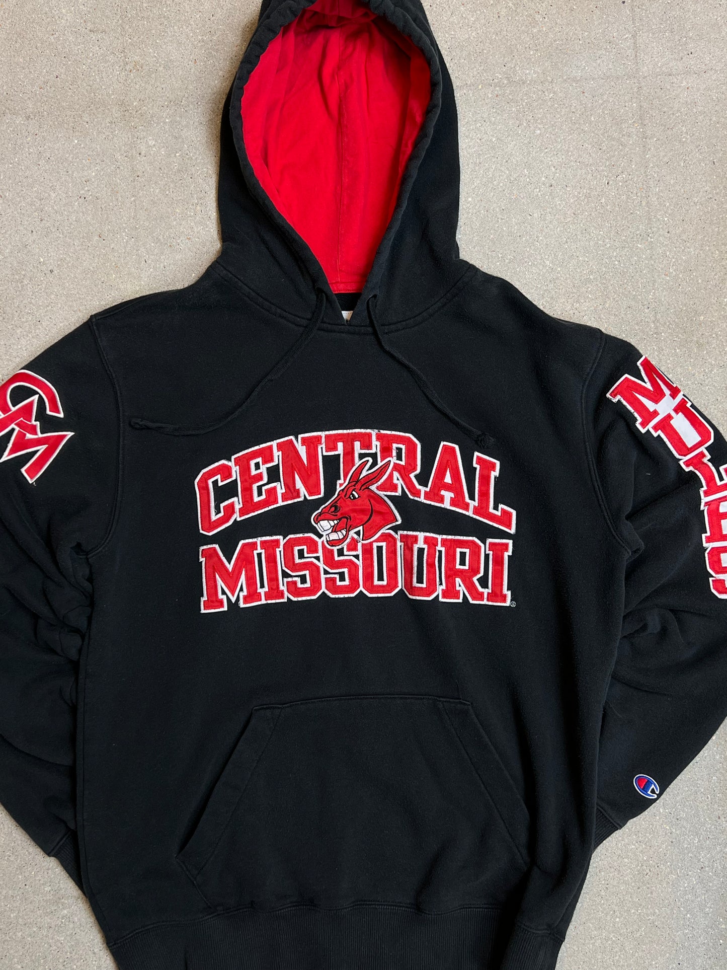 VERBLISSTER SCHWARZER VINTAGE NIKE „CENTER SWOOSH“ UNIVERSITY HOODIE (S)