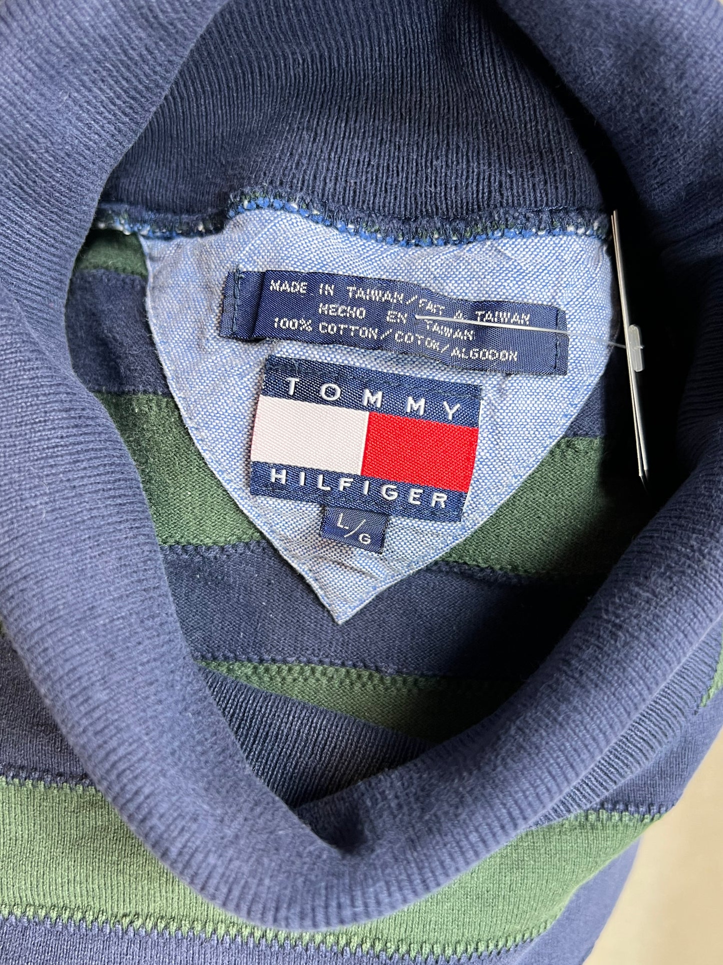 1990s vintage Tommy Hilfiger Cotton Stitched Turtleneck (Large/G)