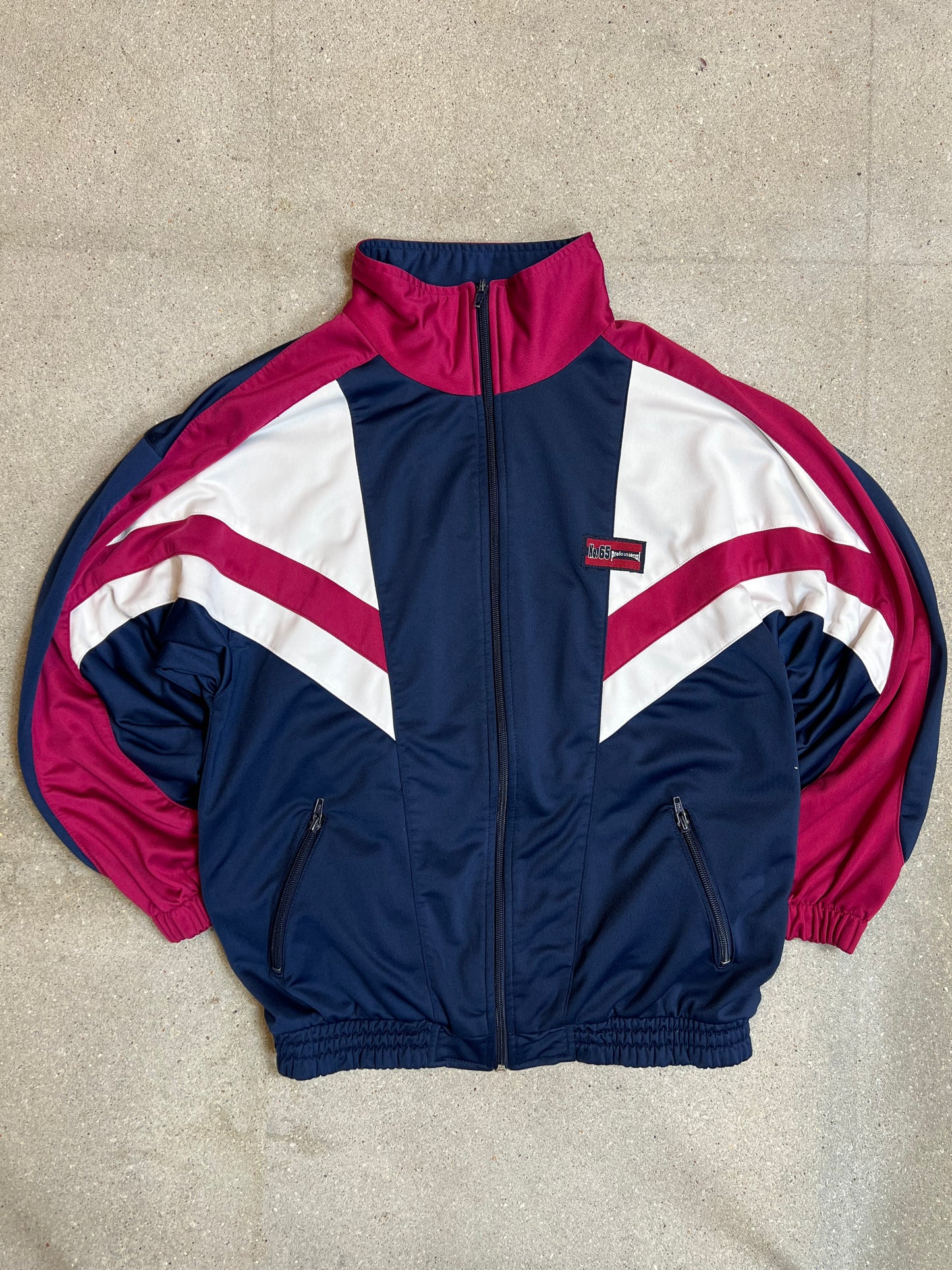 Blue Raspberry 80s vintage oversized zip track jacket (Large)