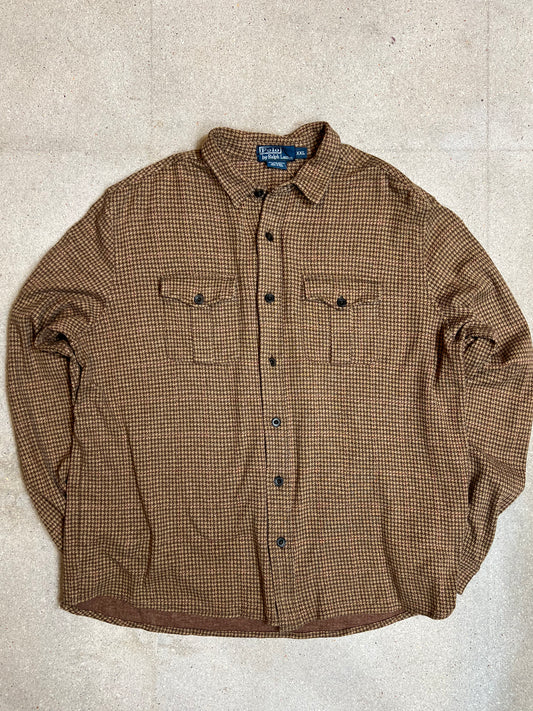 Sand Brown Vintage Ralph Lauren Pied-de-poule Alpaca Overshirt (fits XL)