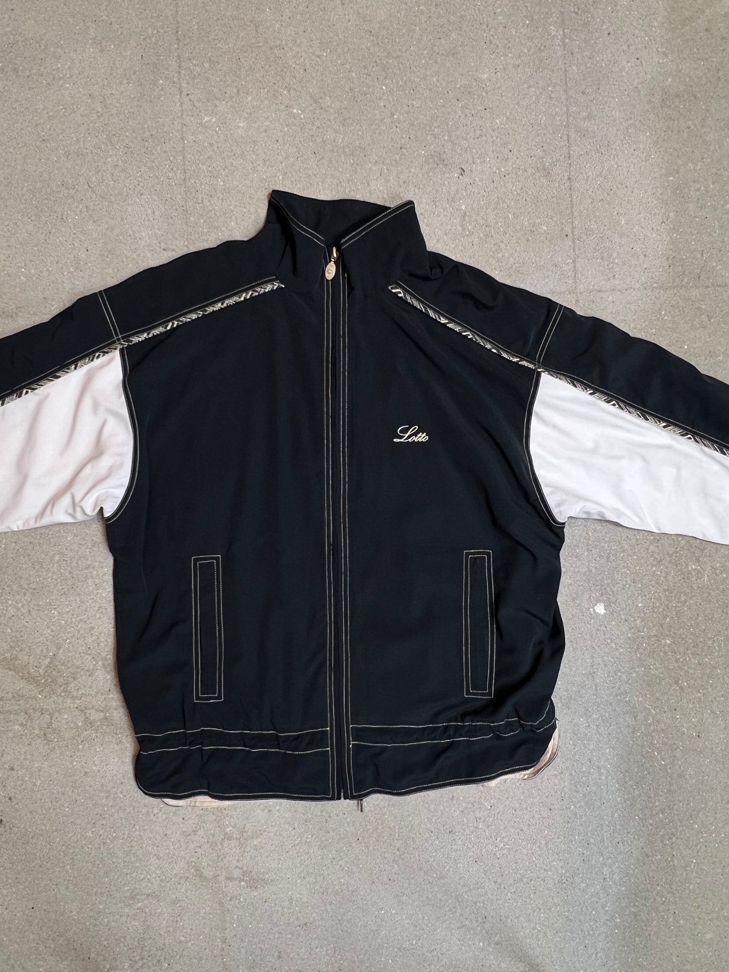 SCHWARZE VINTAGE ADIDAS ZIP TRAININGSJACKE (XL)