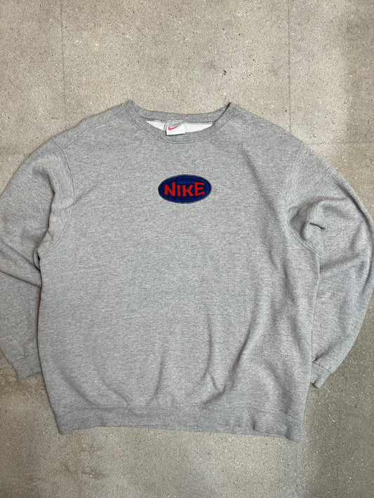 Rare Heather Grey 1990s Nike Spellout Sweatshirt Made in USA. (XL)