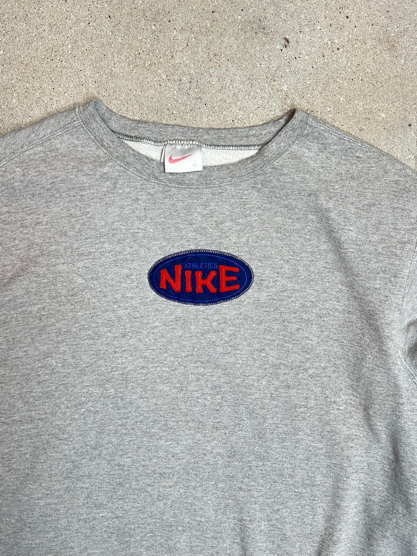 Rare Heather Grey 1990s Nike Spellout Sweatshirt Made in USA. (XL)