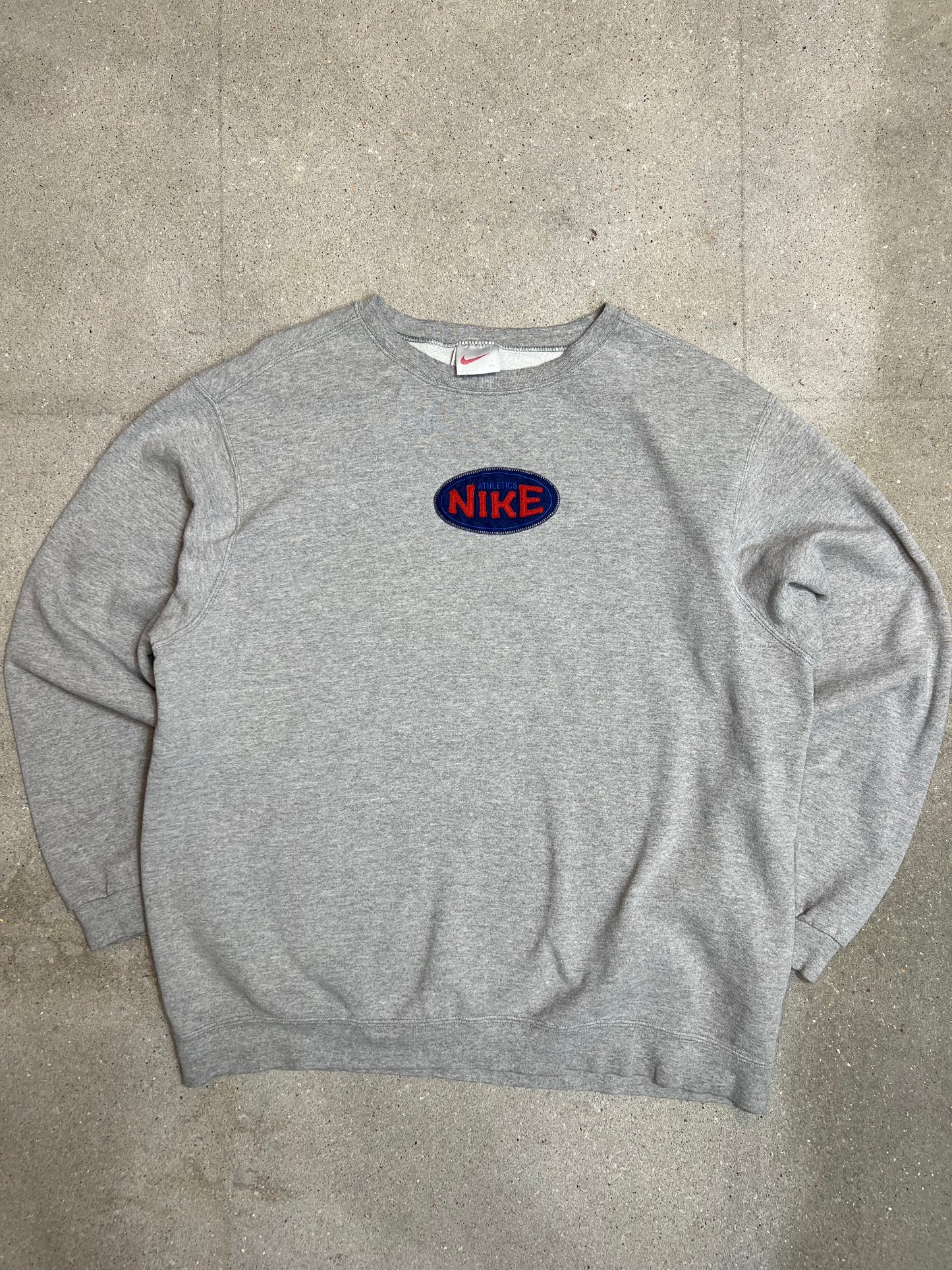 Rare Heather Grey 1990s Nike Spellout Sweatshirt Made in USA. (XL)