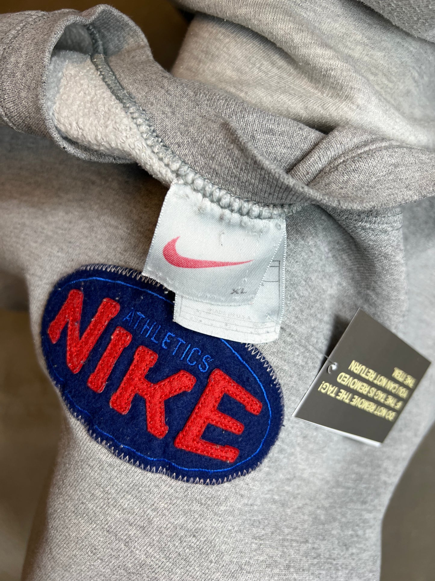 Rare Heather Grey 1990s Nike Spellout Sweatshirt Made in USA. (XL)