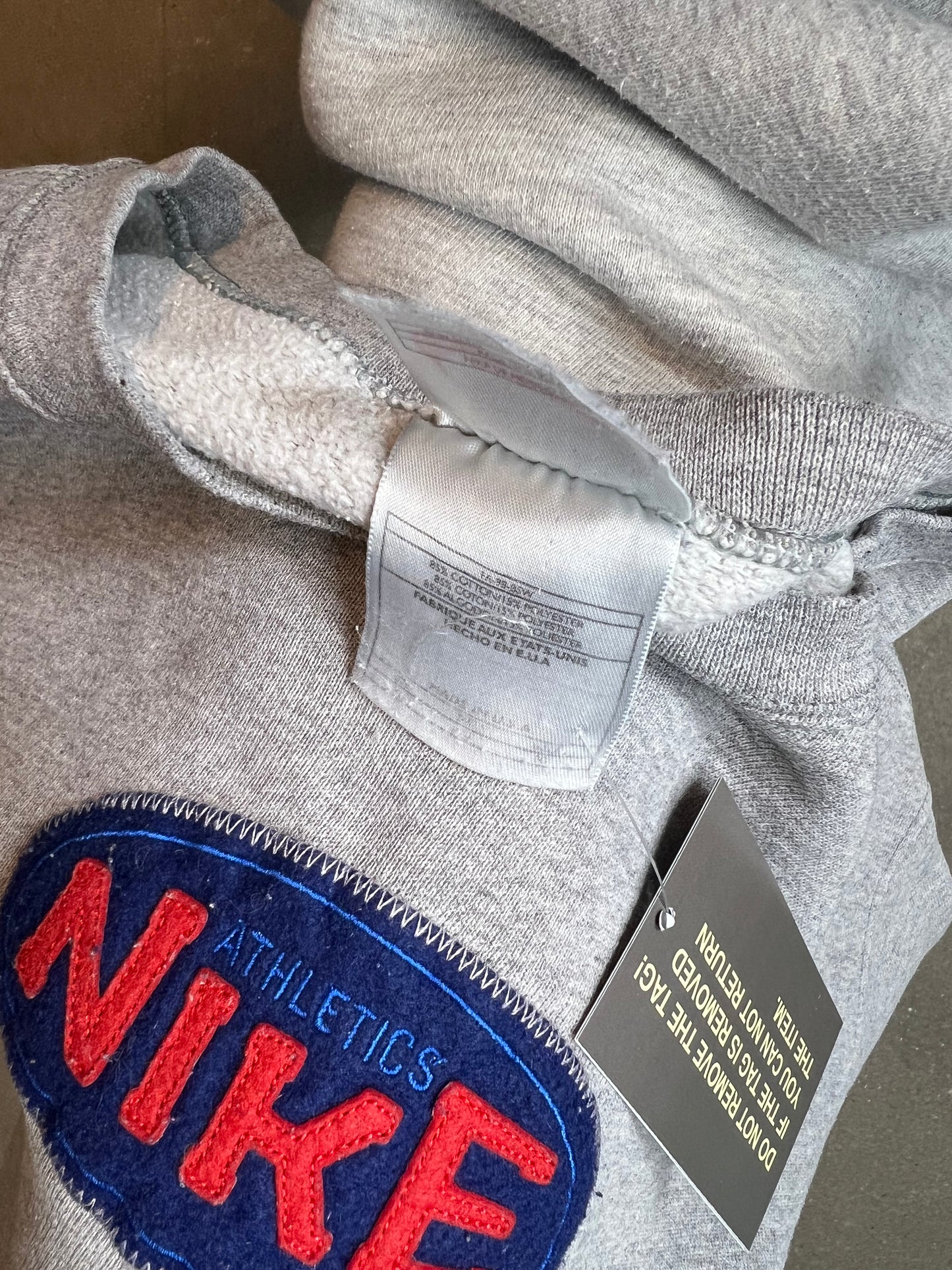 Rare Heather Grey 1990s Nike Spellout Sweatshirt Made in USA. (XL)