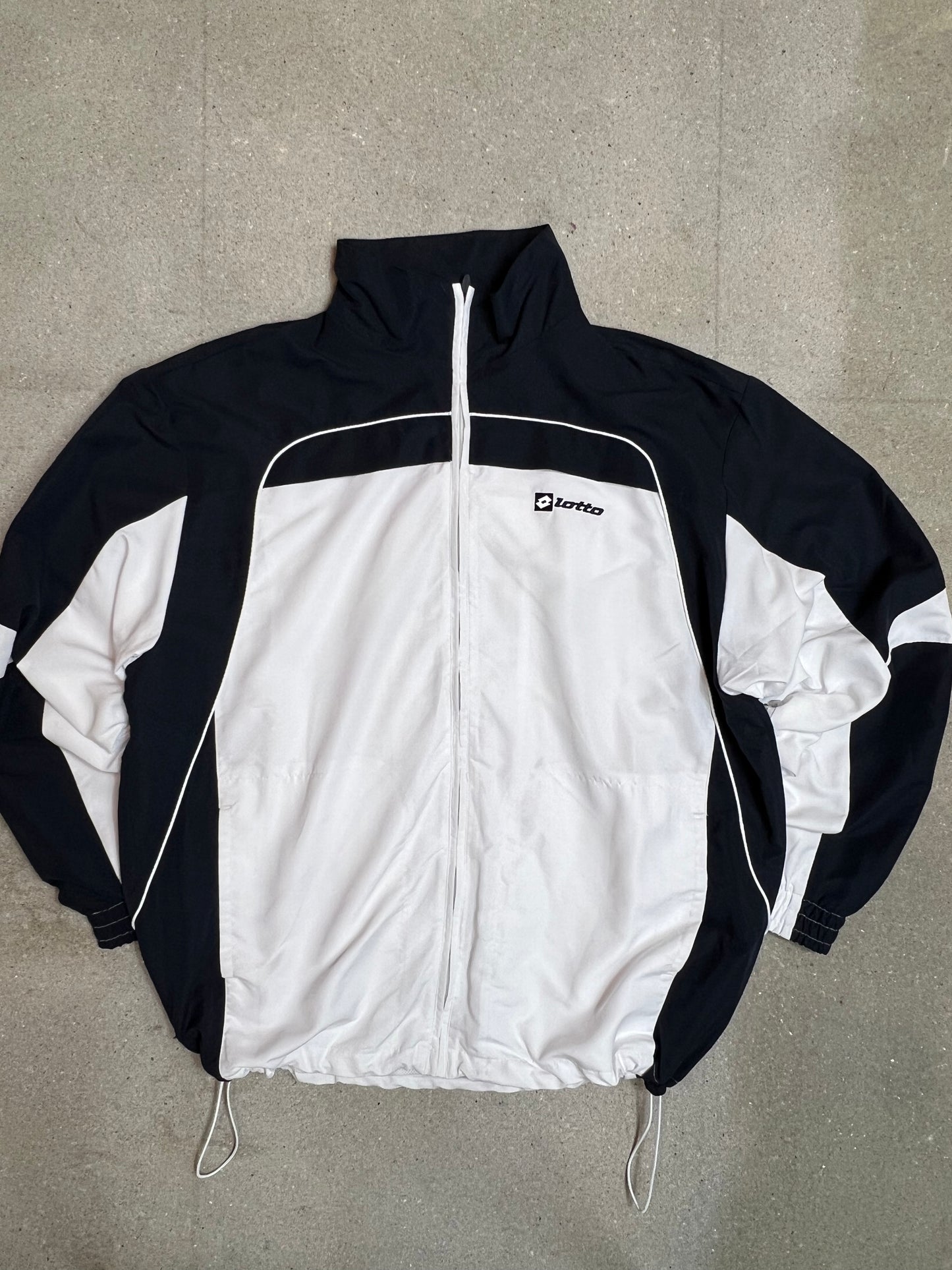 Black White Vintage LOTTO Zip Track Jacket (XXL)