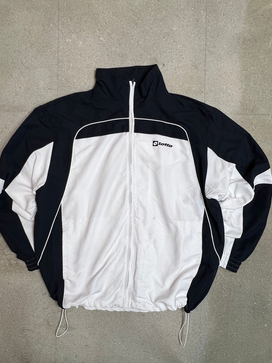 Black White Vintage LOTTO Zip Track Jacket (XXL)