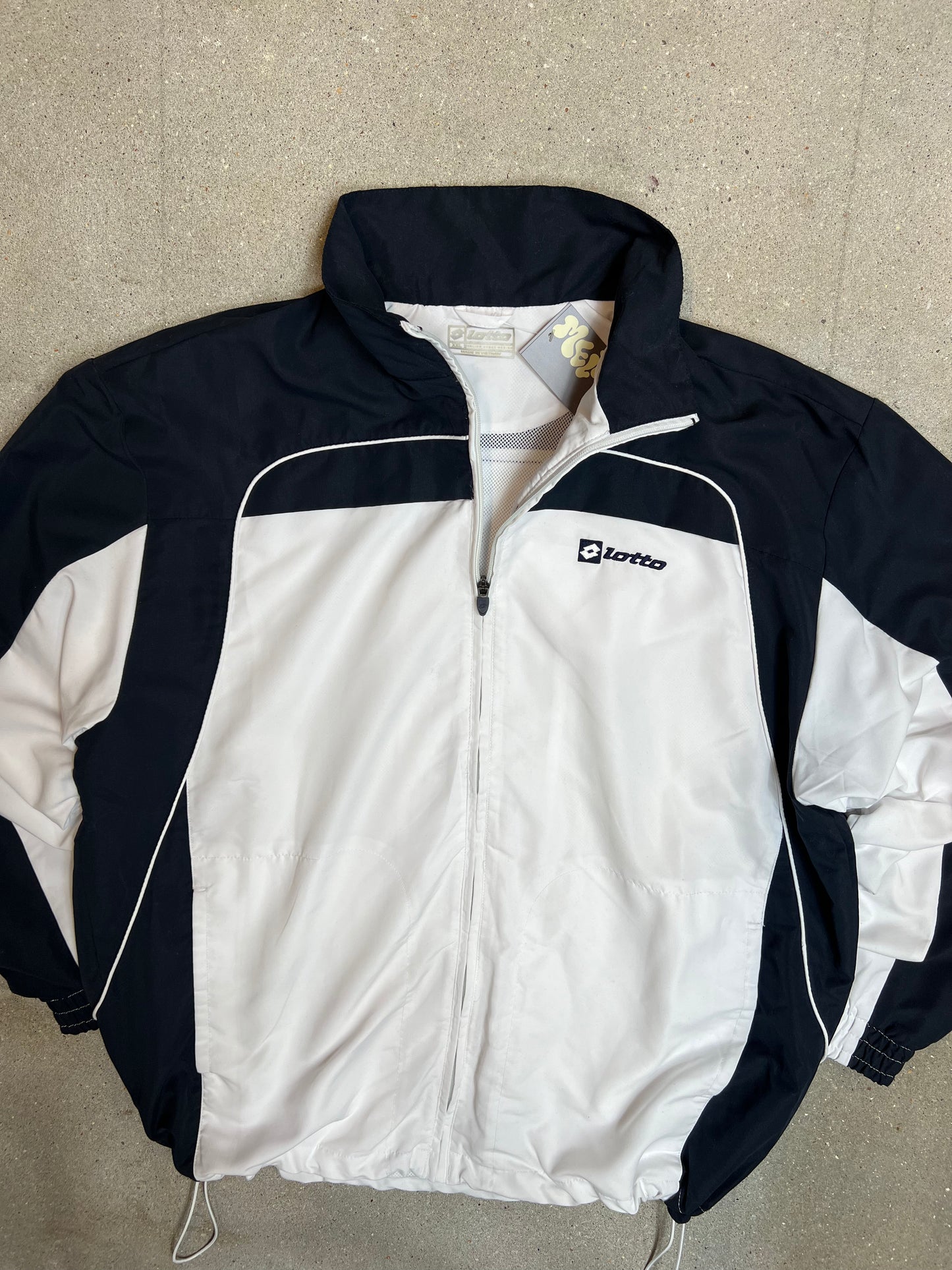 Black White Vintage LOTTO Zip Track Jacket (XXL)