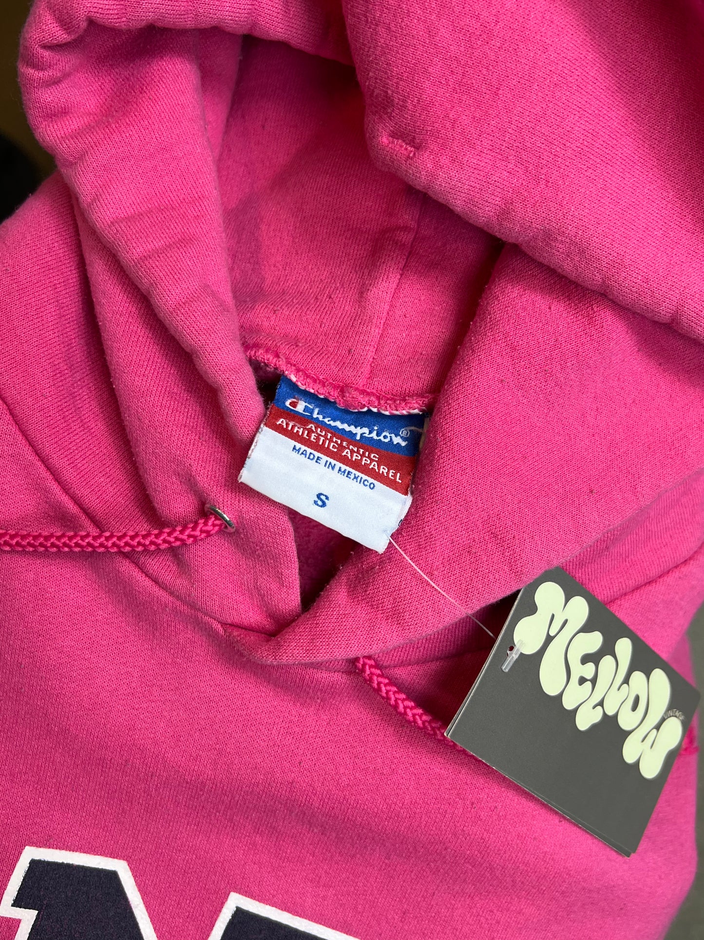 Pink Champion UNH Varsity USA Hoodie Made in Mexico (Small)