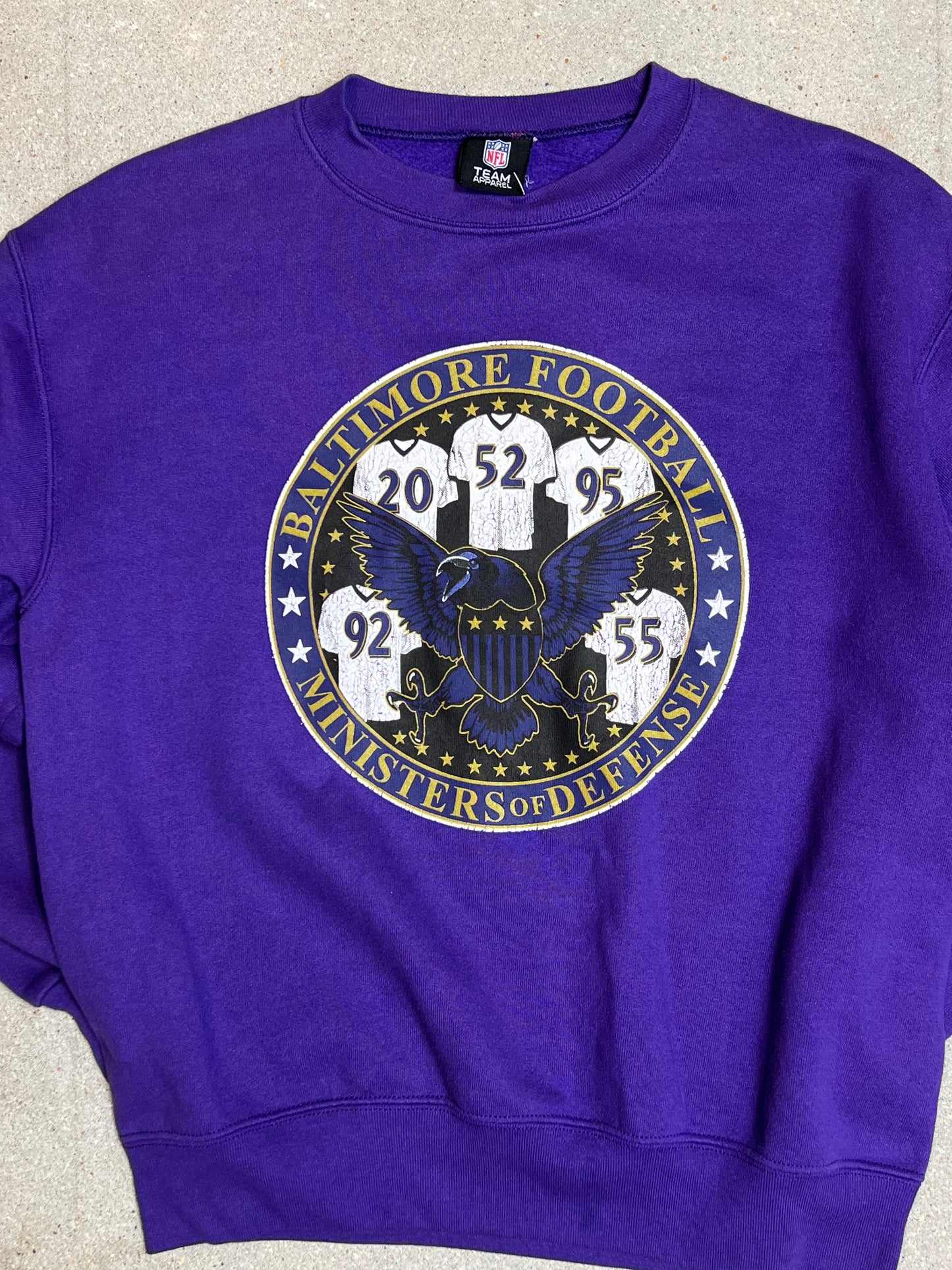 Purple 90s NFL Team apparel Varsity USA sweatshirt (Medium)