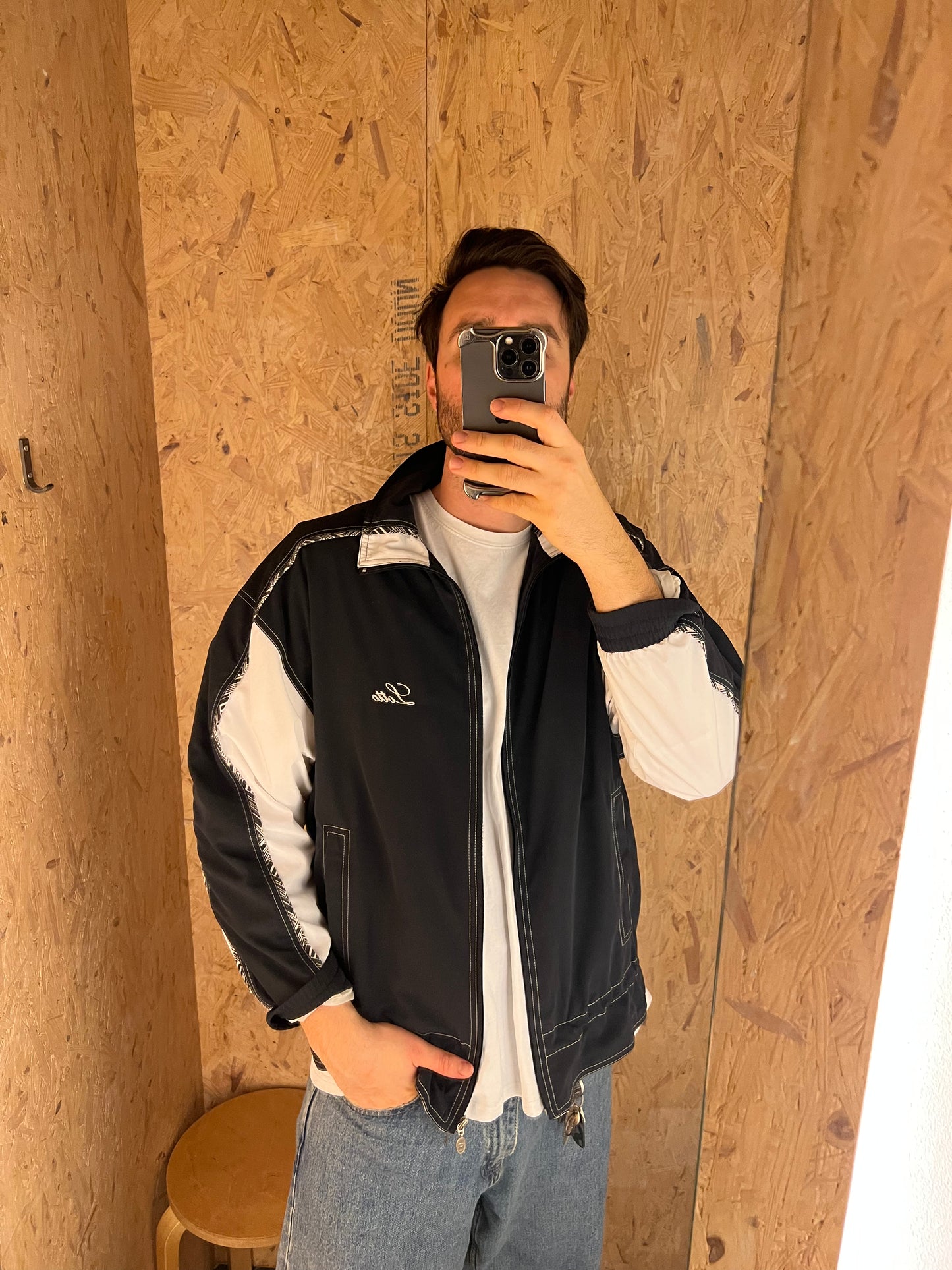 SCHWARZE VINTAGE ADIDAS ZIP TRAININGSJACKE (XL)