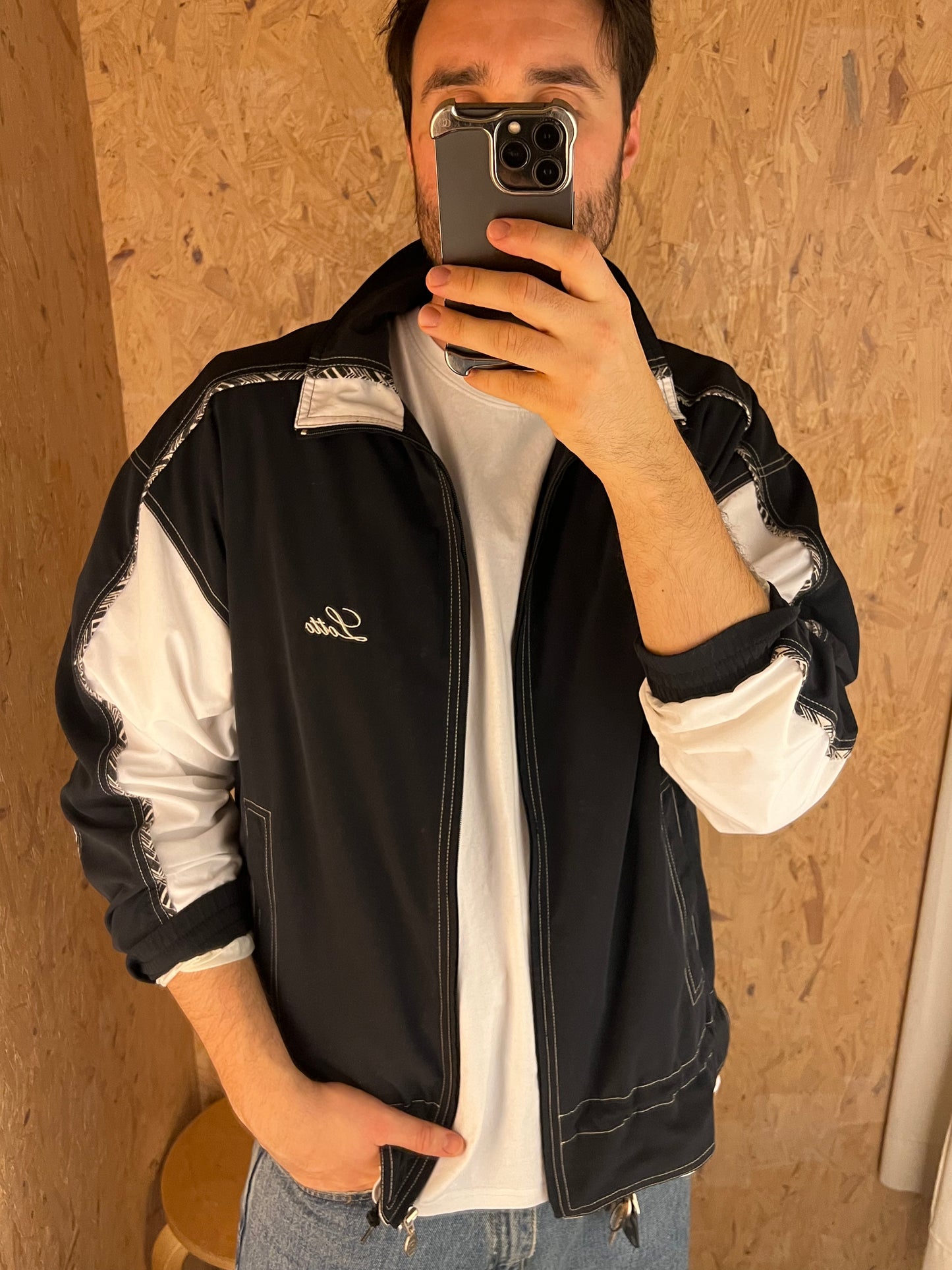 SCHWARZE VINTAGE ADIDAS ZIP TRAININGSJACKE (XL)
