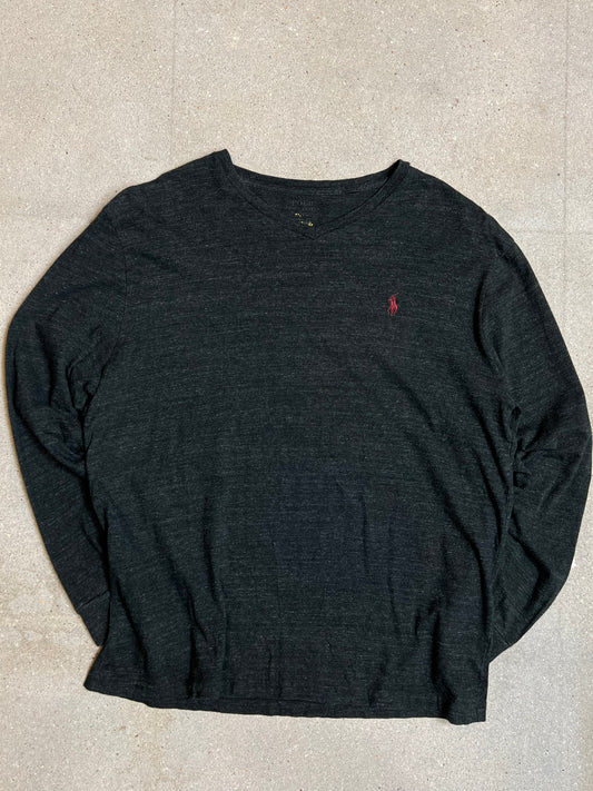 DK Grey Ralph Lauren Longsleeve V Neck T-shirt (Medium)