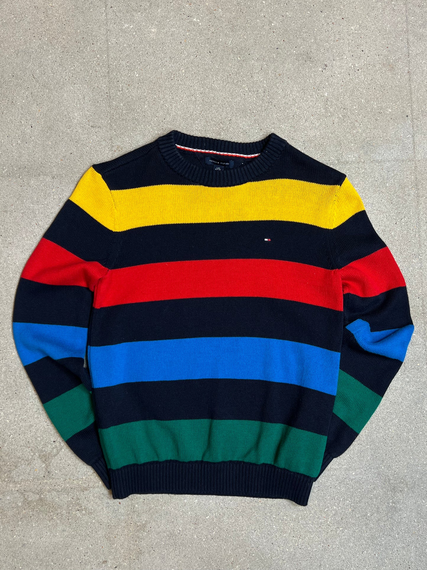 Multi colored Tommy Hilfiger Cotton Block Stripe Knit (XS) used / vintage