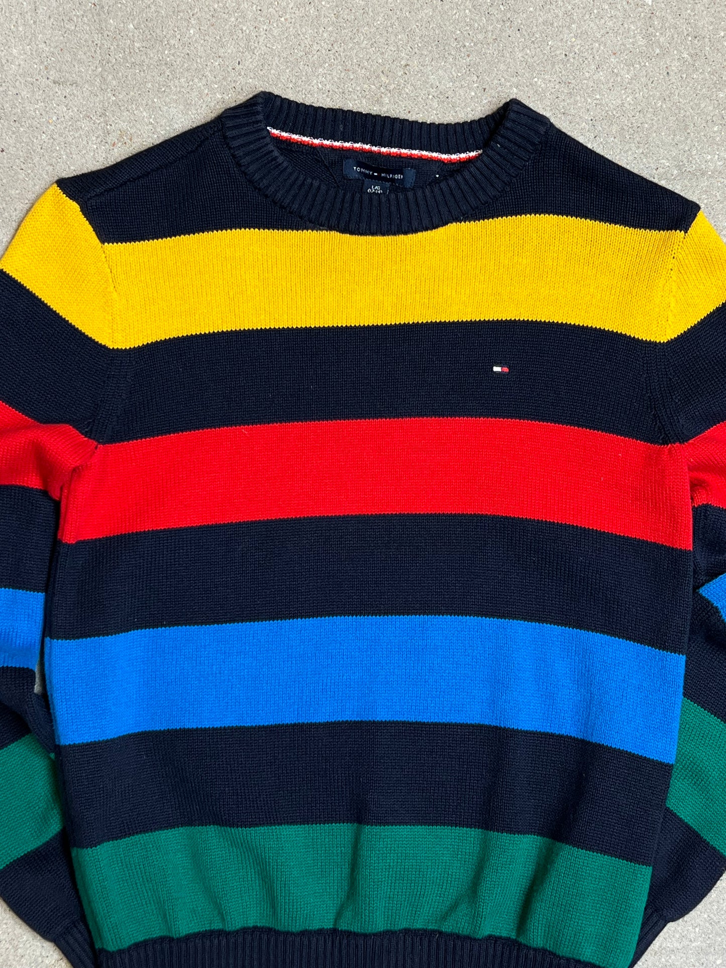 Multi colored Tommy Hilfiger Cotton Block Stripe Knit (XS) used / vintage