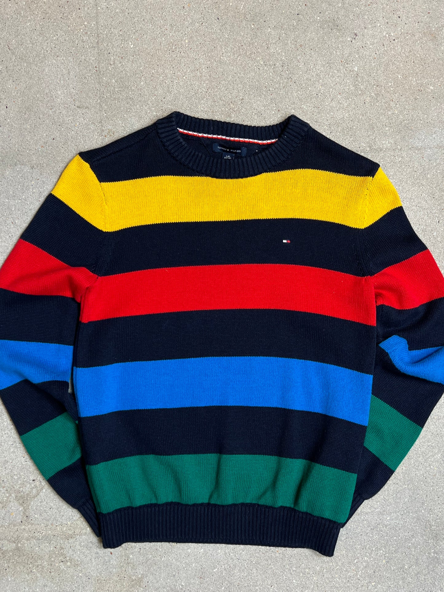 Multi colored Tommy Hilfiger Cotton Block Stripe Knit (XS) used / vintage