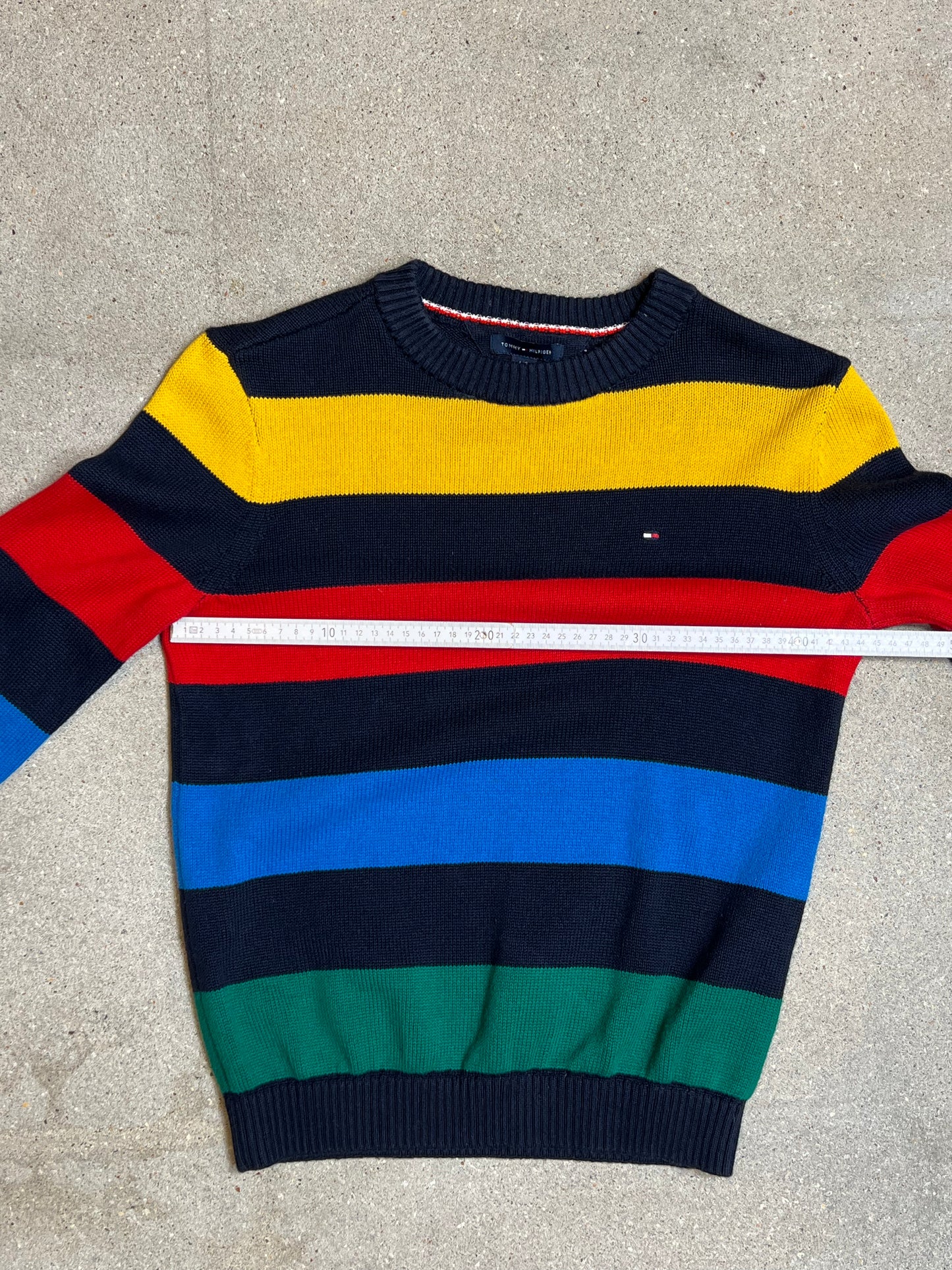 Multi colored Tommy Hilfiger Cotton Block Stripe Knit (XS) used / vintage