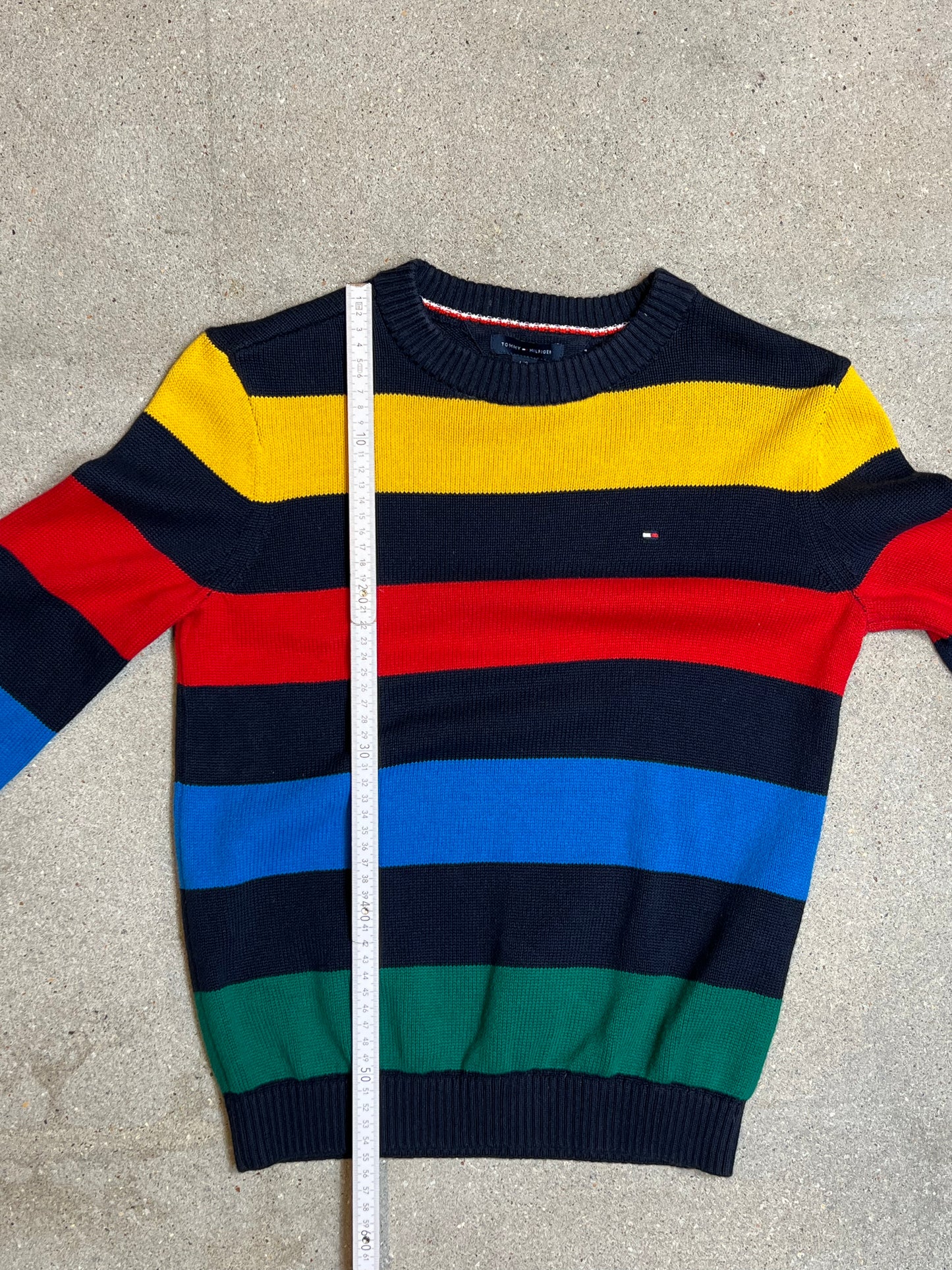 Multi colored Tommy Hilfiger Cotton Block Stripe Knit (XS) used / vintage