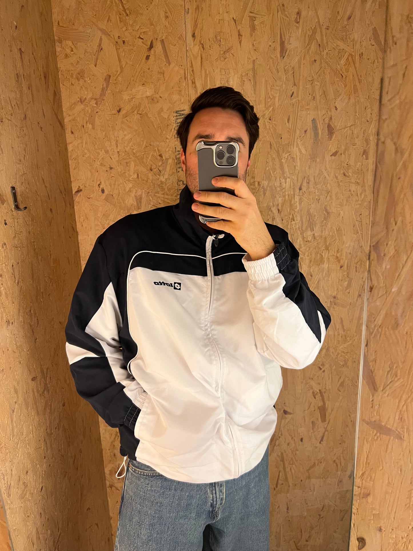 Black White Vintage LOTTO Zip Track Jacket (XXL)