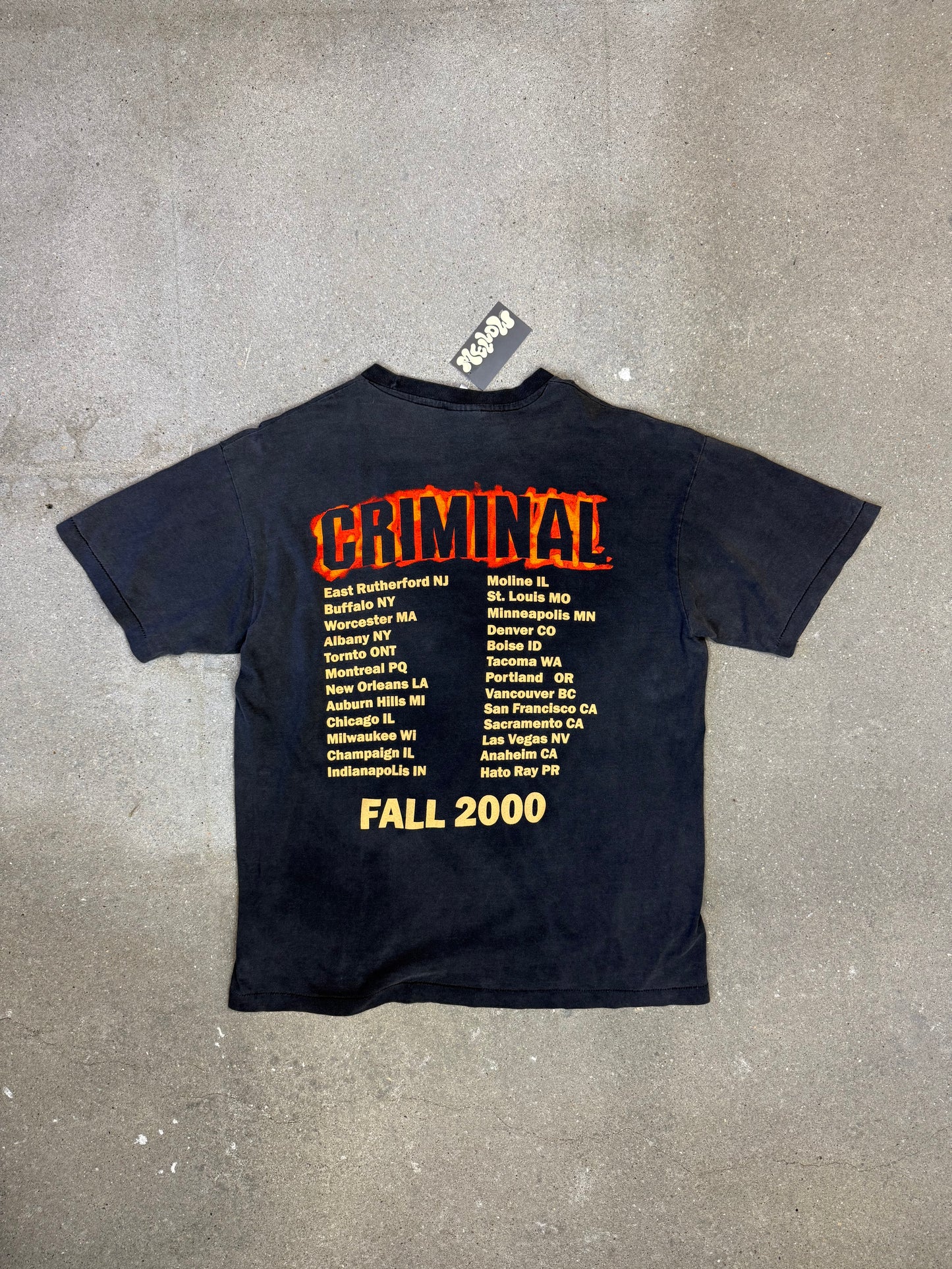 Fall 2000 Eminem Slim Shady Criminal Tour Tee Tultex Preshrunk tag Single stitch (XL) Rap Tee
