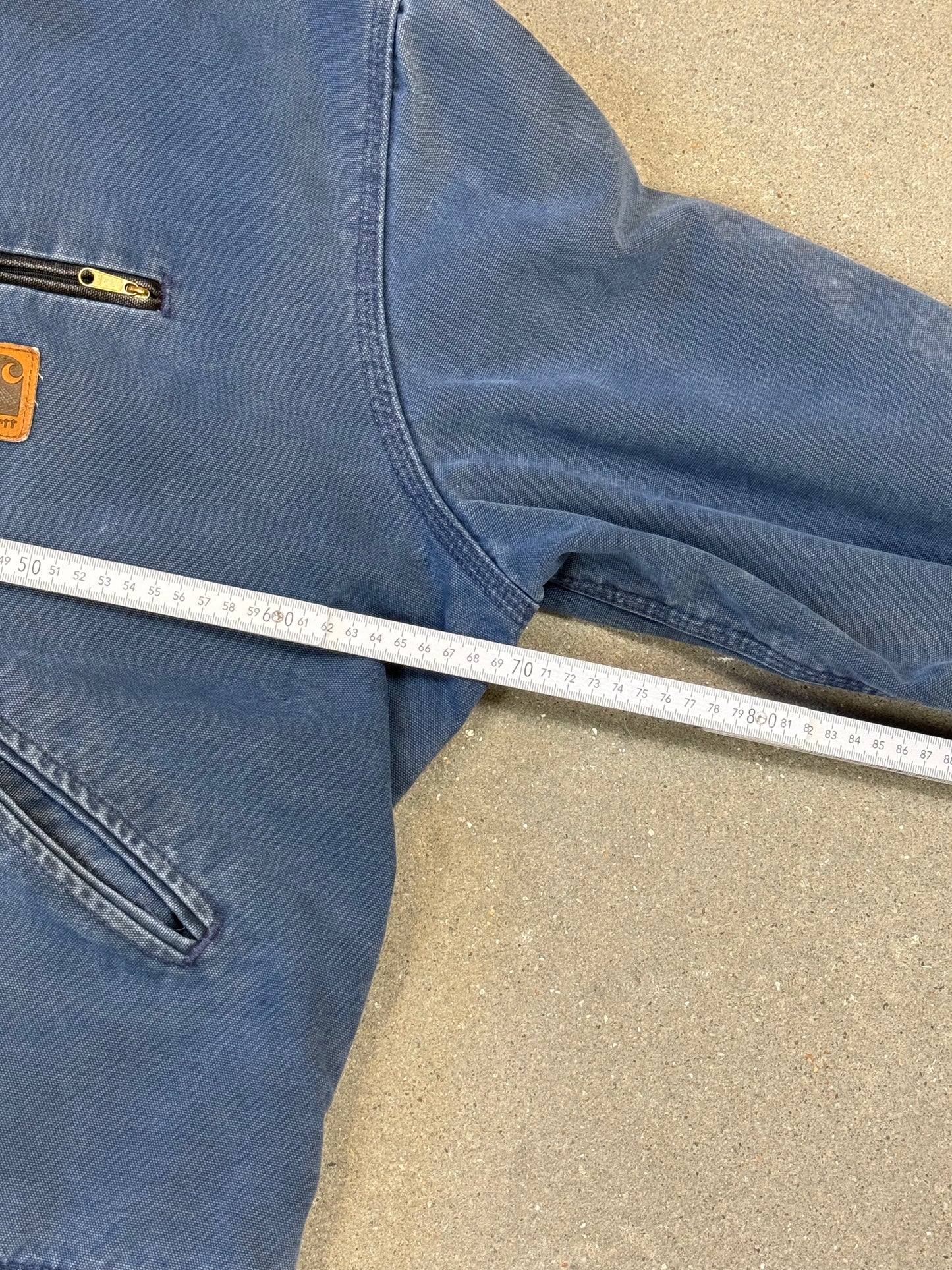 Very Rare 1990s Carhartt Detroit Jacket J65 BLU faded petrol blue / contrast collar (size XL) (size X-Large regular)