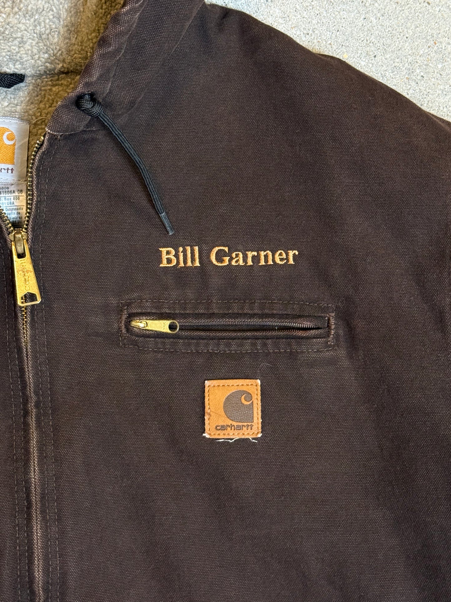 1990s Carhartt Active Jacket J141 DKB in Faded Brown 'Bill Garner' (size XXL) (2XL Tall) Assembled in mexico