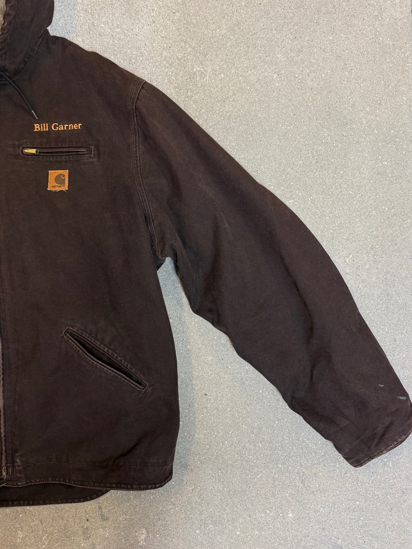 1990s Carhartt Active Jacket J141 DKB in Faded Brown 'Bill Garner' (size XXL) (2XL Tall) Assembled in mexico