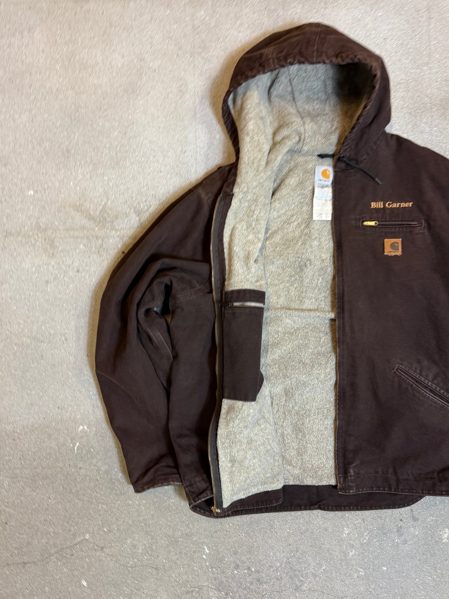 1990s Carhartt Active Jacket J141 DKB in Faded Brown 'Bill Garner' (size XXL) (2XL Tall) Assembled in mexico