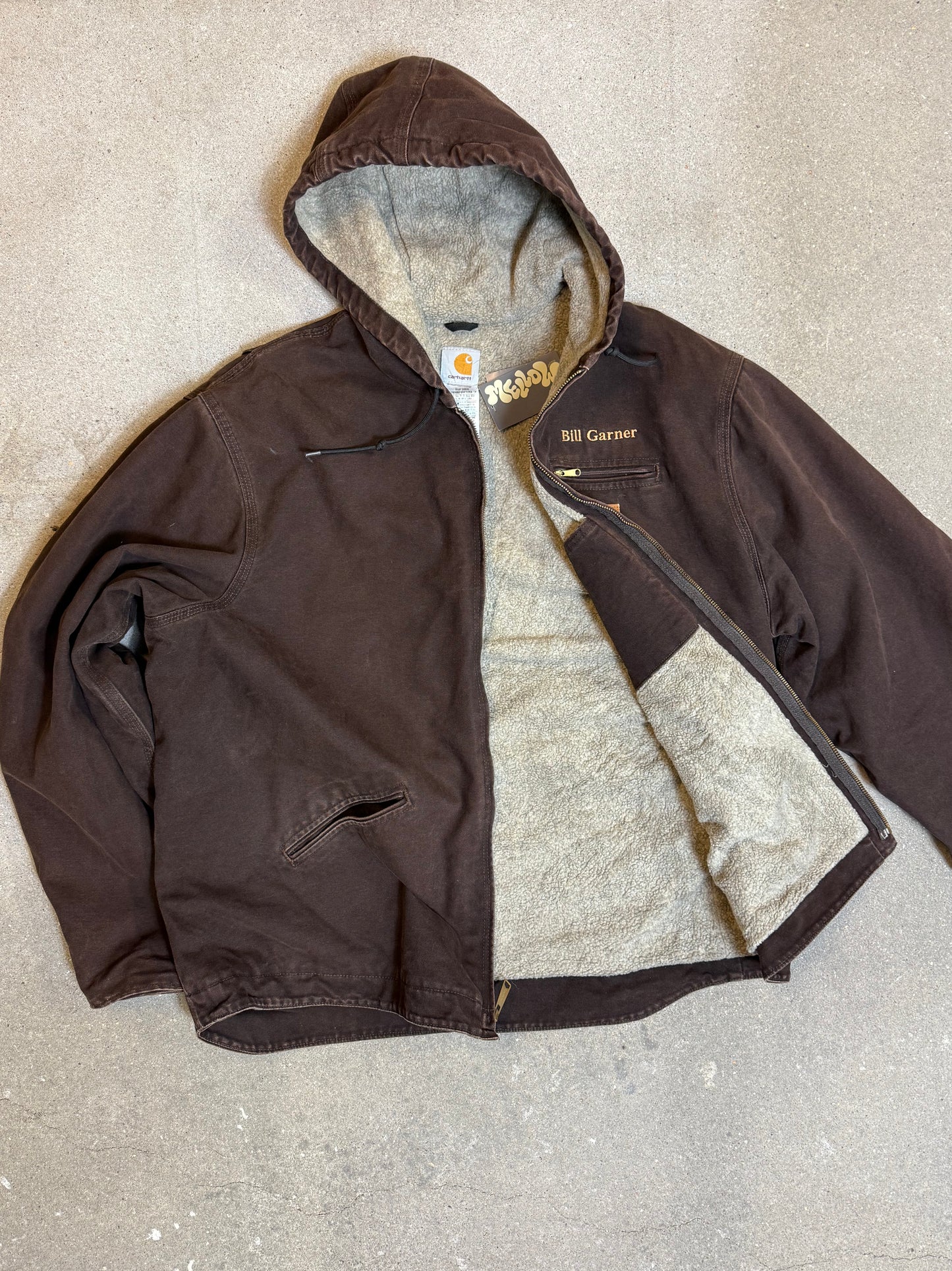 1990s Carhartt Active Jacket J141 DKB in Faded Brown 'Bill Garner' (size XXL) (2XL Tall) Assembled in mexico