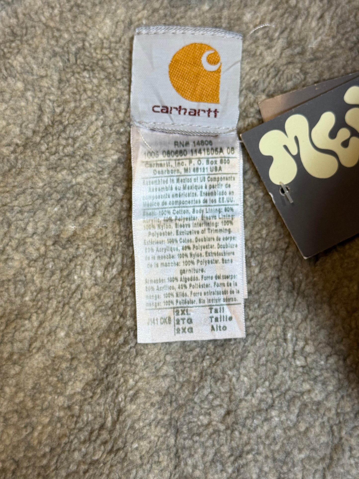 1990s Carhartt Active Jacket J141 DKB in Faded Brown 'Bill Garner' (size XXL) (2XL Tall) Assembled in mexico