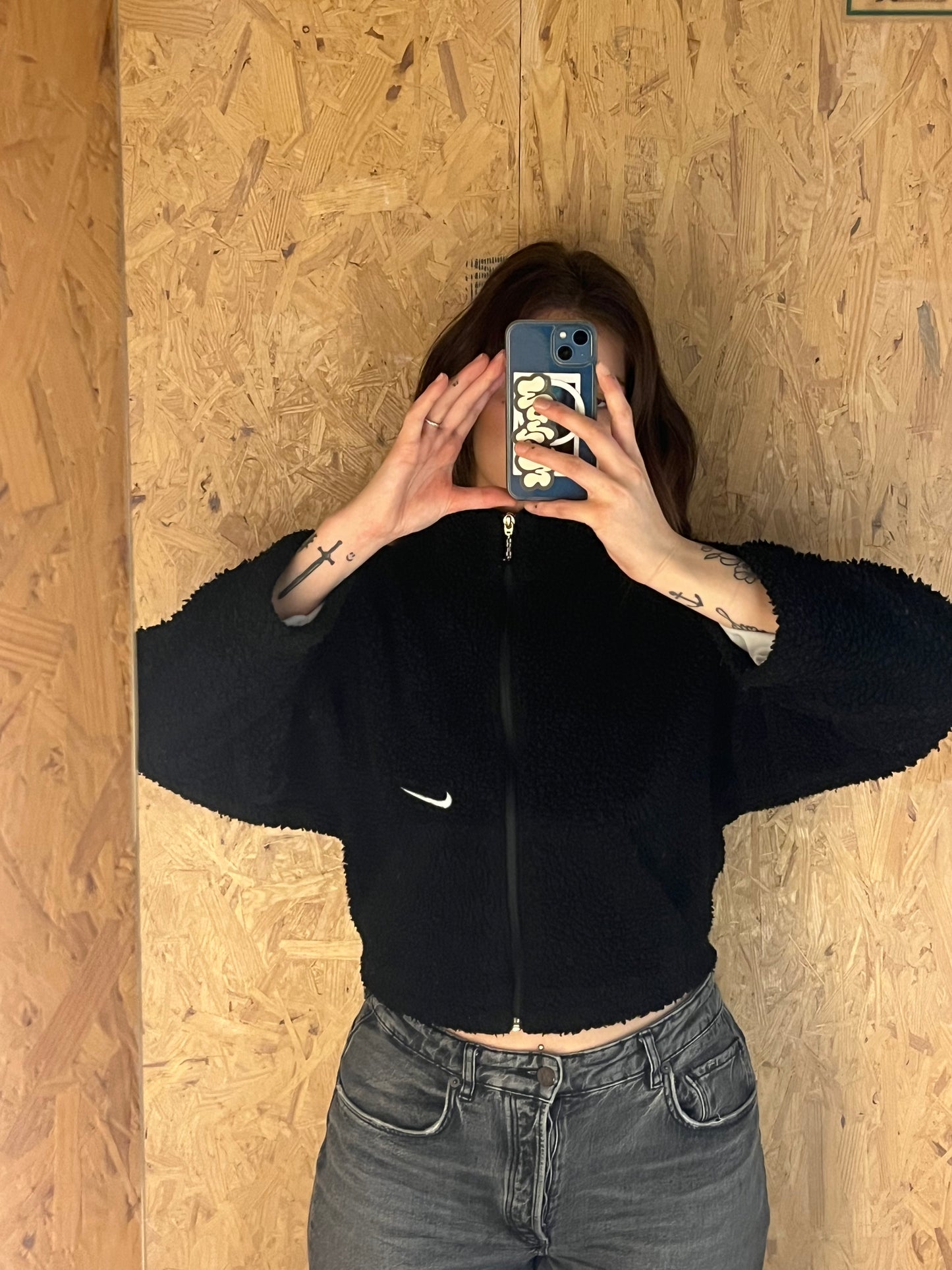 MARINEBLAUE VINTAGE-NIKE-JACKE (KLEIN)