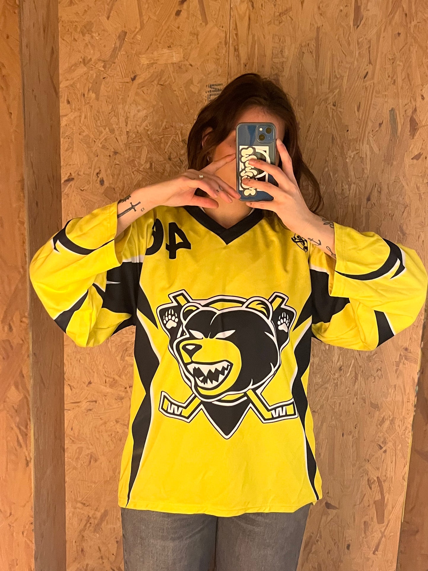 Yellow Black Aachener Eishockey Club Jersey Consten 46 (XL)